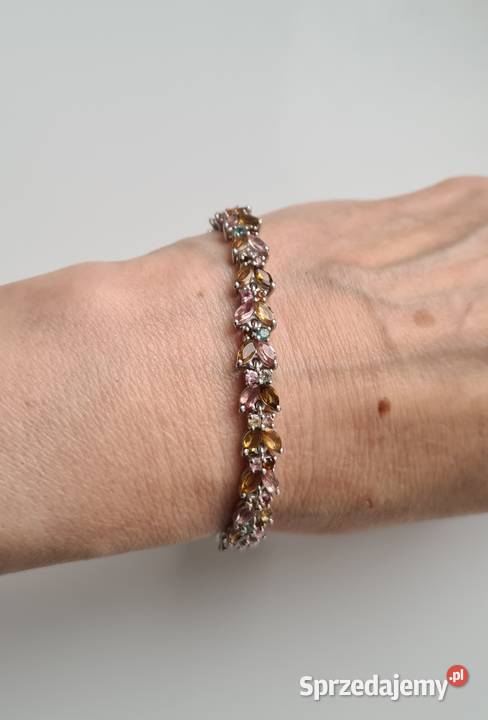 Srebra bransoletka z turmalinami kolorowymi srebro Otwock