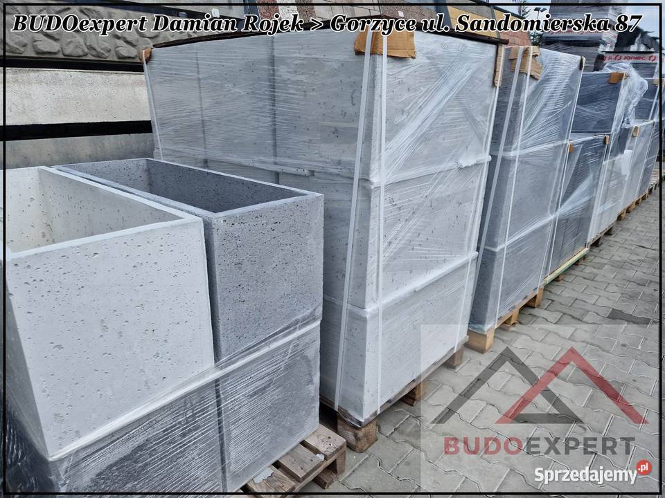 Piękne donice ogrodowe betonowe 50x50x50 wysoka Gorzyce