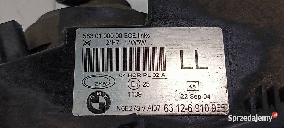 LAMPA LEWA PRZÓD BMW E46 320 D 63126910955 osobowe