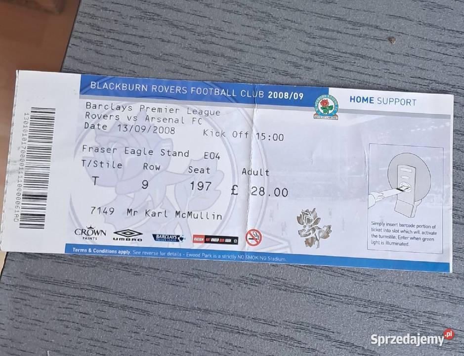 Bilet Rovers Arsenal 2008 śląskie Gliwice