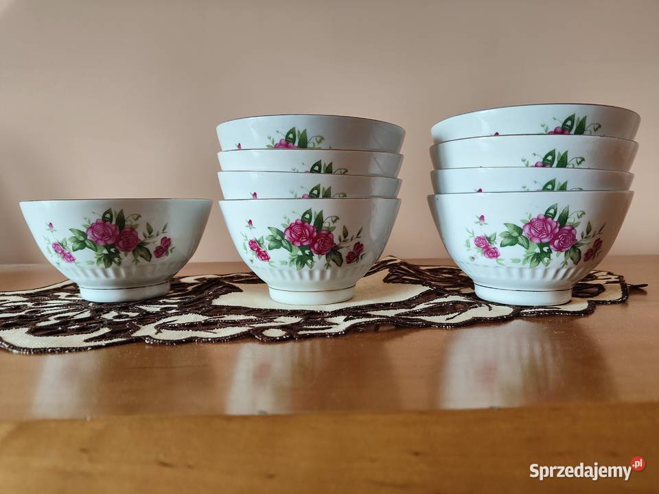 Chińskie miski z porcelany w kwiaty Vintage PRL lubelskie Lublin