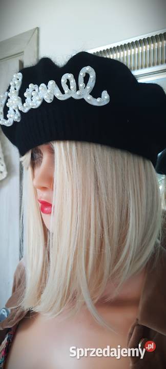 beret czarny z angorki