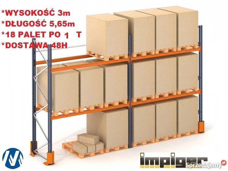 Regał paletowy 3m zestaw 18 miejsc paletowych Magazynowanie Siedlce