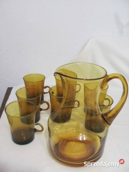 szklanki i dzbanek z PRLu miodowy zestaw 71 Zamość