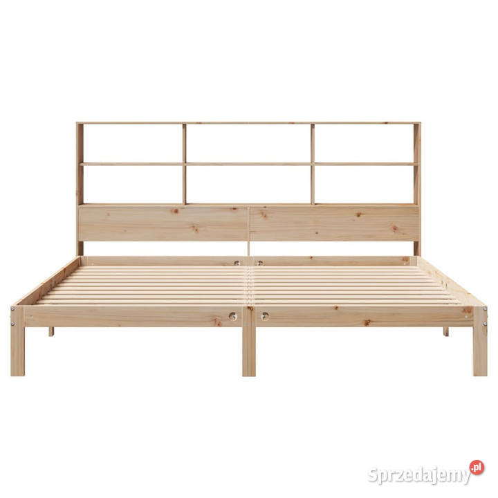 Łóżko z regałem bez materaca lite drewno sosnowe 186cm Dom i Ogród
