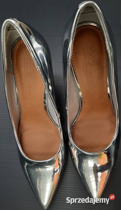 38 Asos srebrne szpilki 11 metallic 24 Gaszowice sprzedam