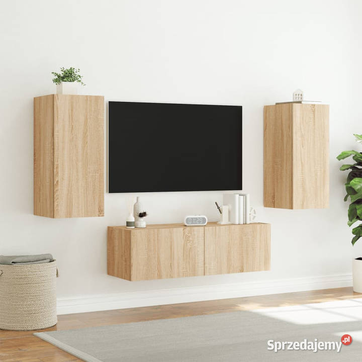 3cz zestaw mebli TV z oświetleniem LED dąb Warszawa