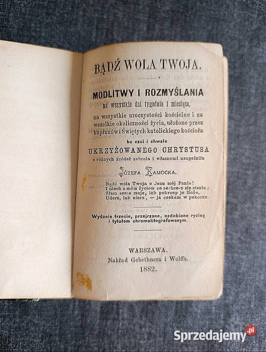 Bądź wola twoja 1882 r Warszawa Ku czci i chwale warmińsko-mazurskie Giżycko