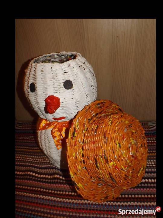 Koszyk bałwan w pomarańczowym kapeluszu wiklina Lublin