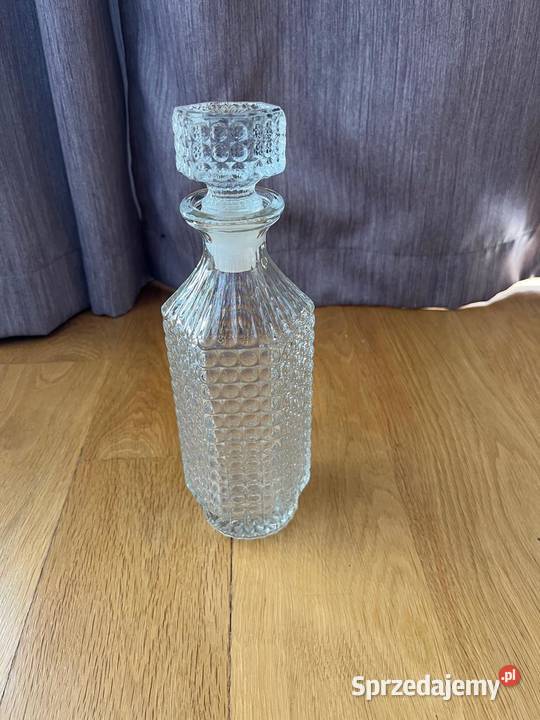 Karafka PRL szkło kryształowe okrągła 500 ml Warszawa