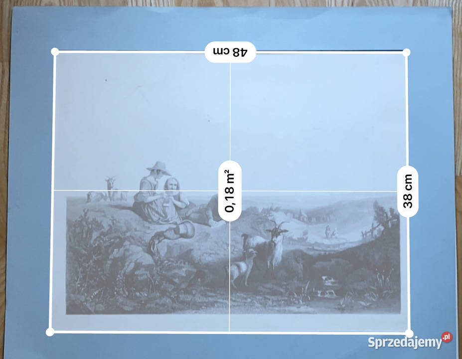 Scena pasterska Duża litografia XIXwieczna Warszawa