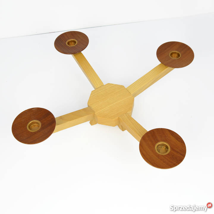 Czteroramienny świecznik drewniany Dania lata 70 sprzedam