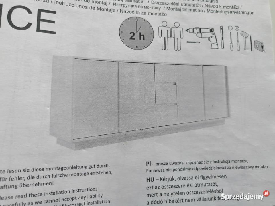 Szeroka komoda biała połysk 195cm Warszawa