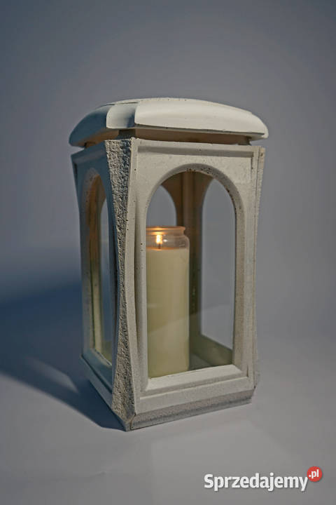 Biały znicz żywiczny lampion retro Częstochowa
