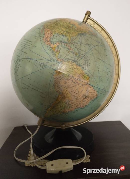 Globus podświetlany lampa z czasów PRLu Antyki wielkopolskie Krotoszyn