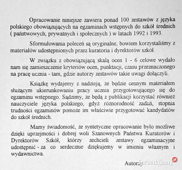 Egzaminy do szkół średnich Język polski S Chełm