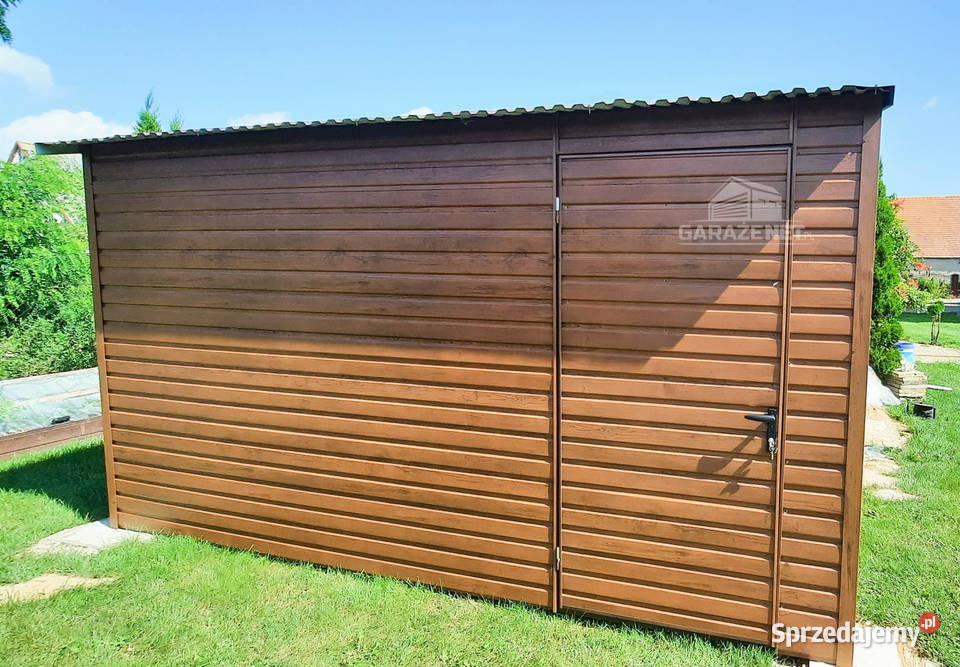 GARAŻ BLASZANY 3M X 4M POZIOM DWUSPAD BRAMA Ogród Łapanów