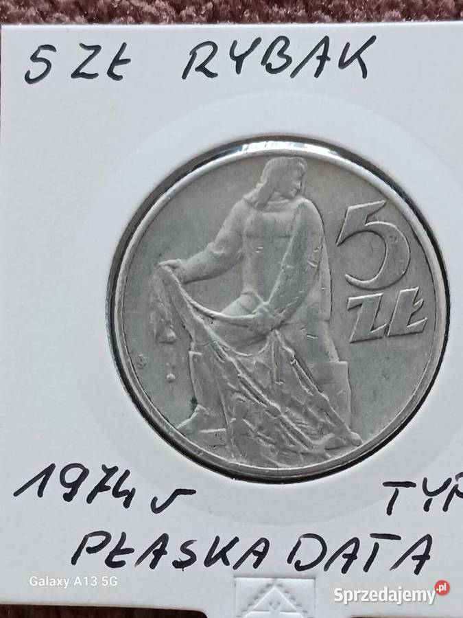 5 Złotych Rybak 1974 r płaska data rzadkość
