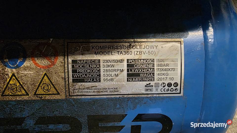 Kompresor olejowy sprężarka dwutłokowa Tagred V2 łódzkie