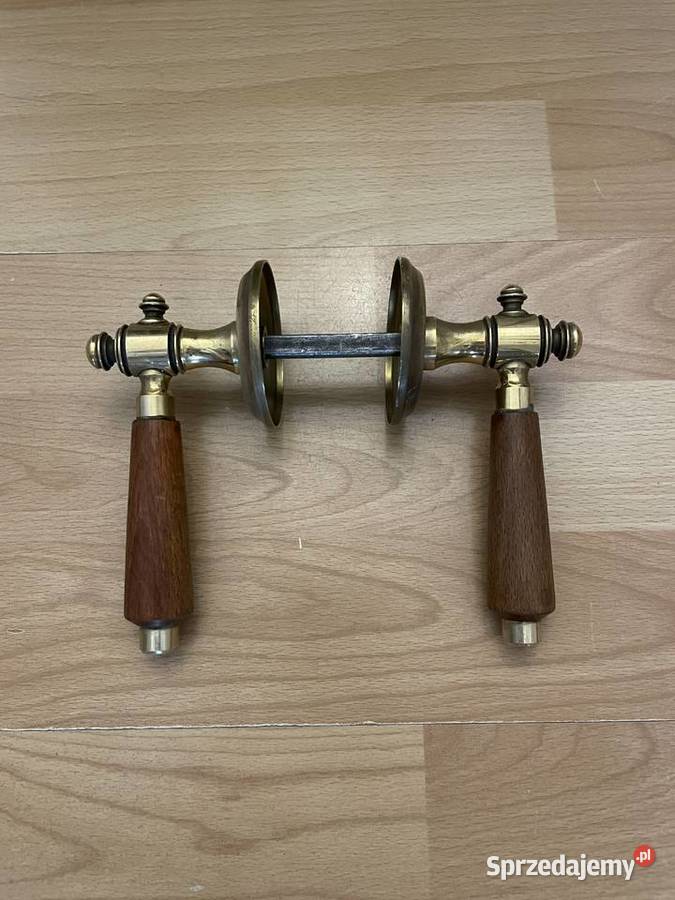Stare klamki mosiężne z rączkami drewnianymi łódzkie sprzedam