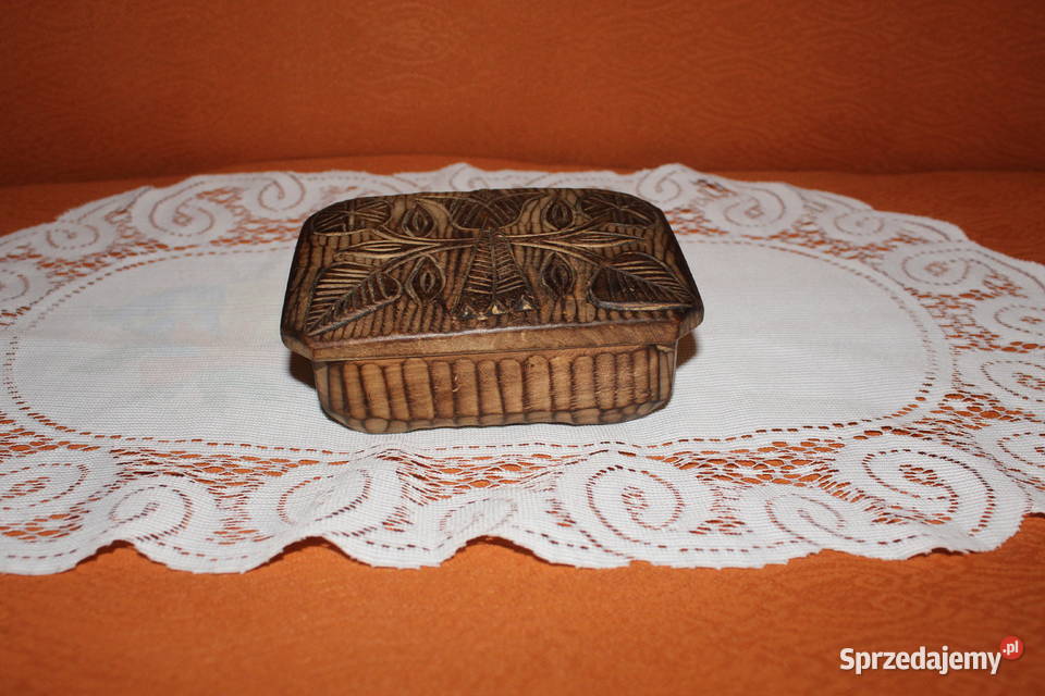 Drewniane pudełko Cepelia PRL Chorzów