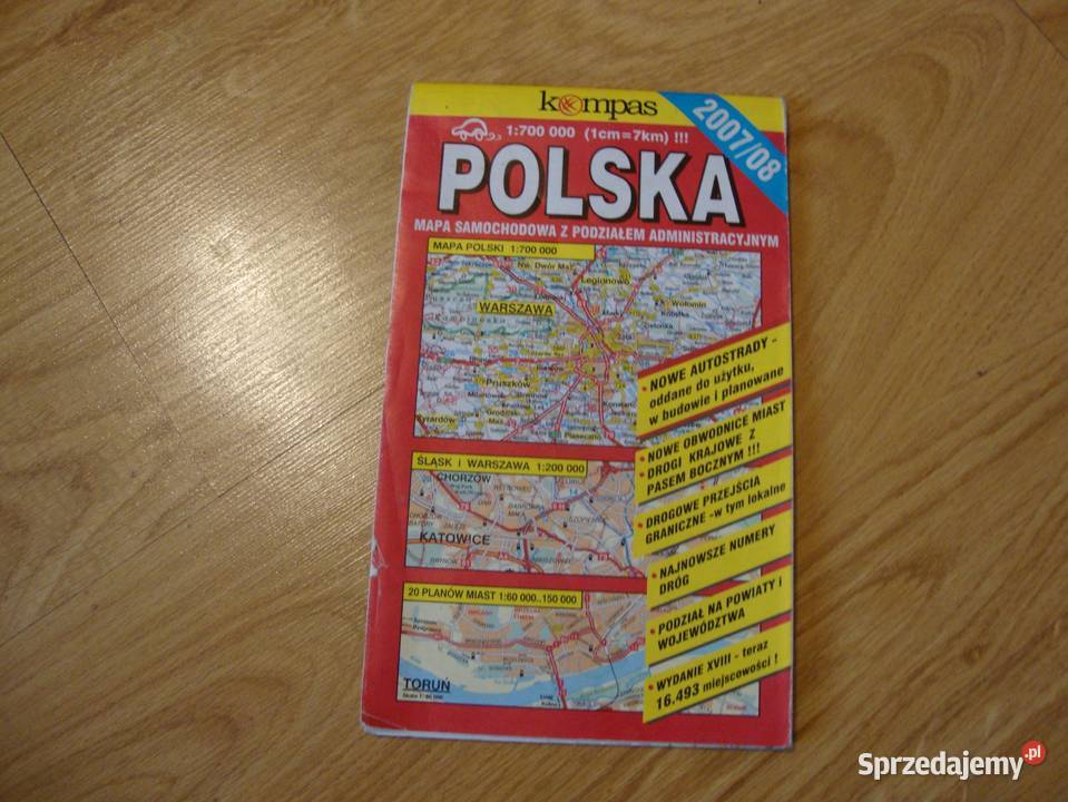 Polska; Mapa samochodowa; stan  dobry+ wydawn. kompas; 2007