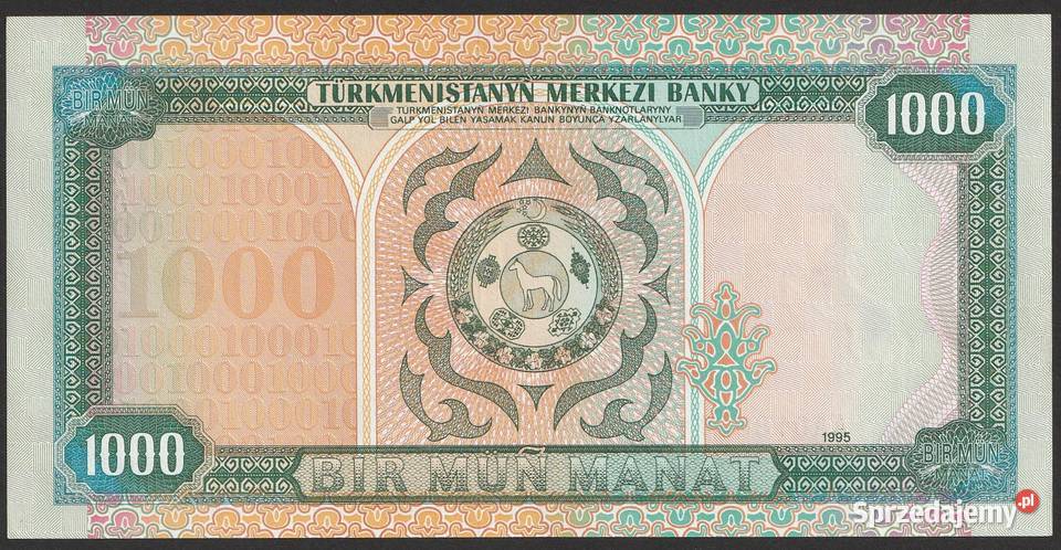 TURKMENISTAN 1000 MANAT 1995 AA STAN BANKOWY UNC sprzedam