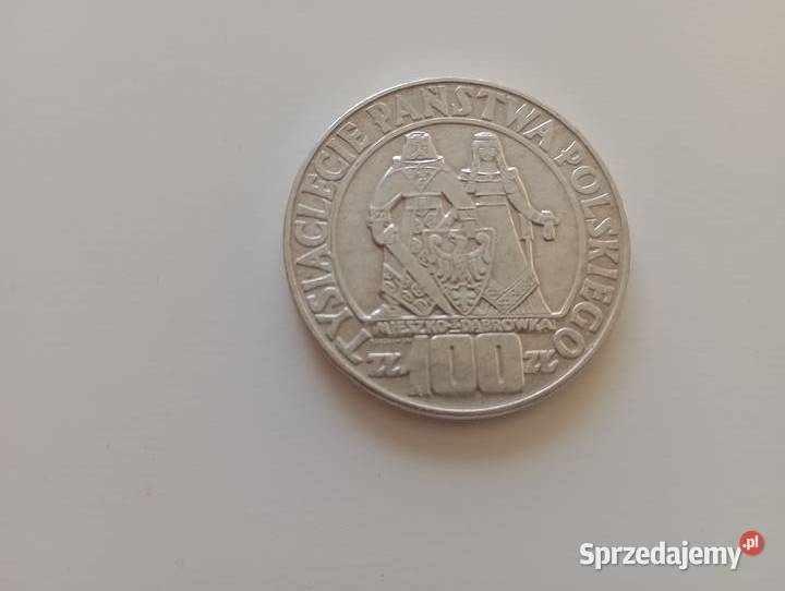 Moneta 100 1966r Mieszko i Dąbrówka Srebro Mosina