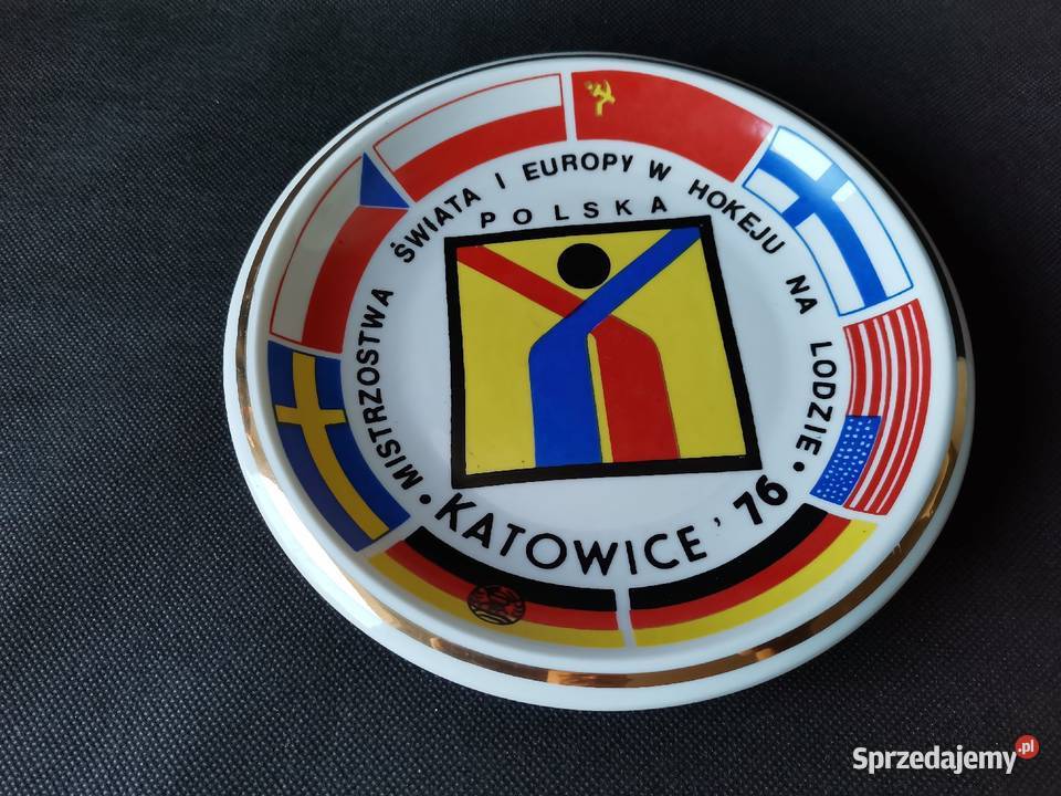 Stary wiszący talerz ozdobny porcelana Bogucice Katowice
