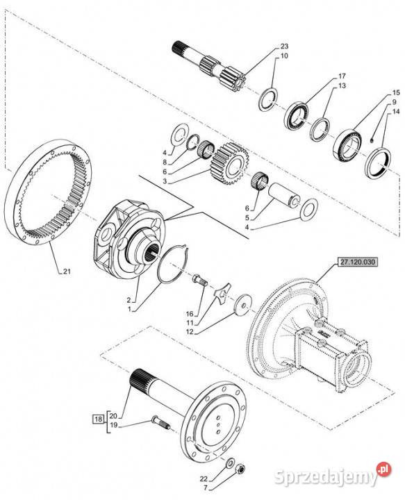 Holland T6070 Wałek koła 47523148