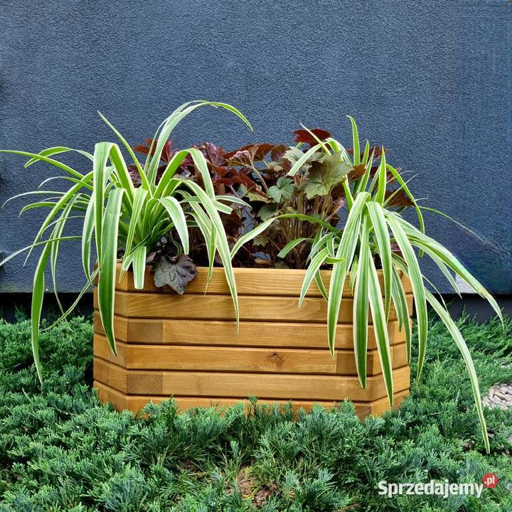 Donica drewniana prostokątna ogrodowa donica na śląskie Kalety
