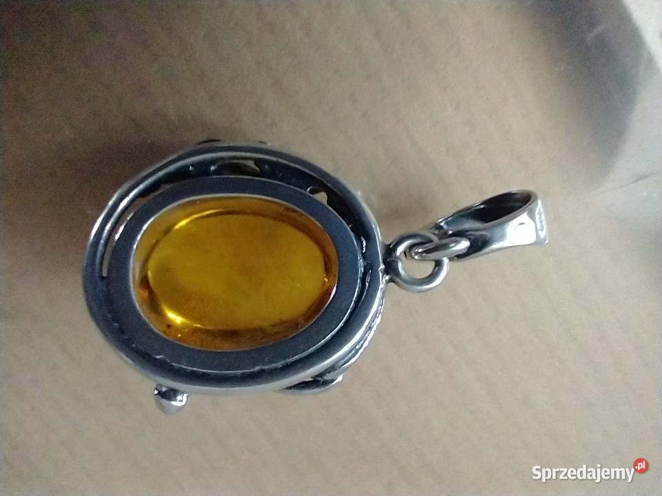 Autorski wisior bursztyn srebro 925 rękodzieło Łódź