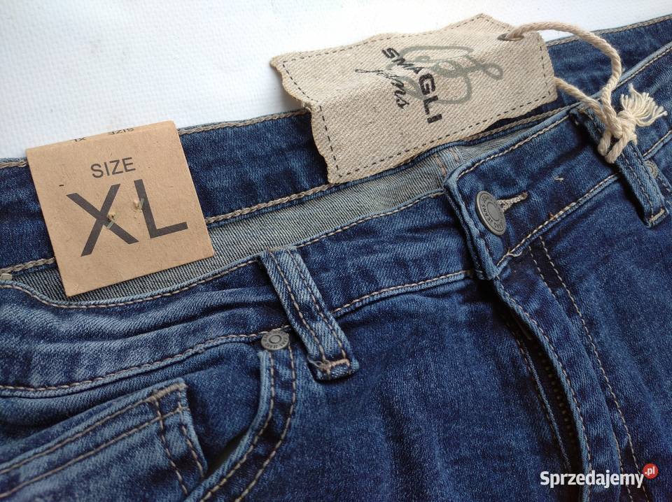 Spodnie damskie jeansowe dżinsowe z lampasem XL wielkopolskie sprzedam