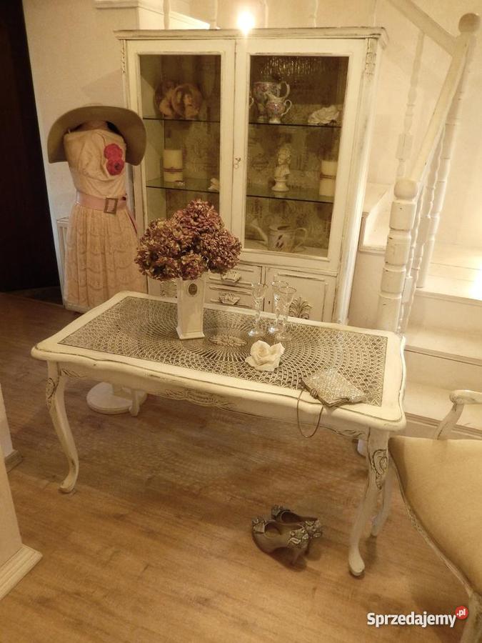 Ławastolik shabby chicstara Francja biel ludwik Meble Lubin