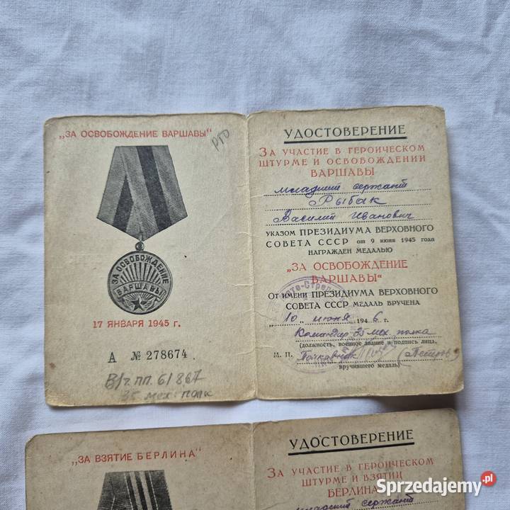 Nadania Warszawa Berlin na jedną osobę 1946r Brzesko sprzedam