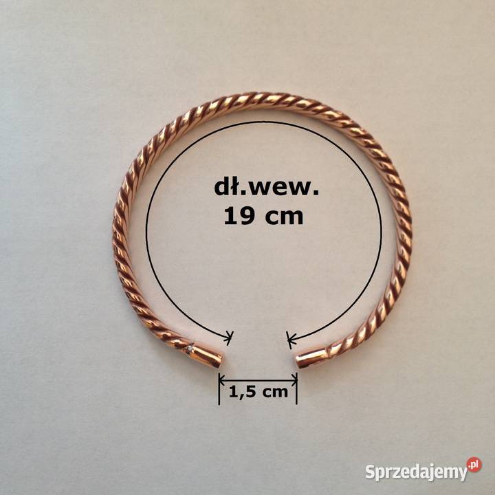 Bransoletka Miedziana dł wew 19 szer 6mm Splot Wrocław