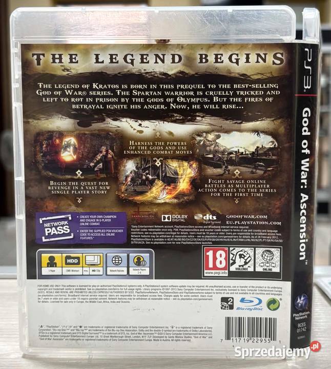 Gra 3 God Of War Ascension Elbląg sprzedam