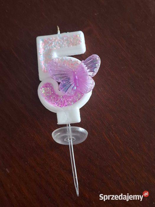 Świeczka urodzinowa cyfra 5brokatmotyl kujawsko-pomorskie Wąbrzeźno
