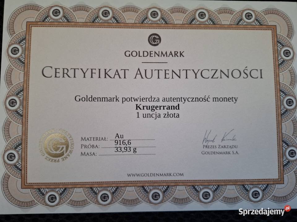 Moneta krugerrand 1uncja 1972 zachodniopomorskie Szczecin