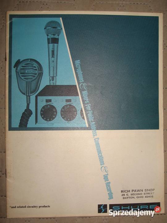 SHURE zestaw starych katalogów i broszur Sprzęt estradowy, studyjny i DJ-ski Kępice