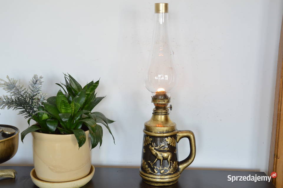 lampa naftowa ceramiczna stojąca stara