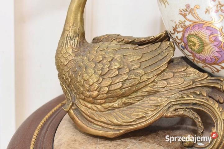 Porcelanowa Malowana Złocona Patera Łabędź i Kraków