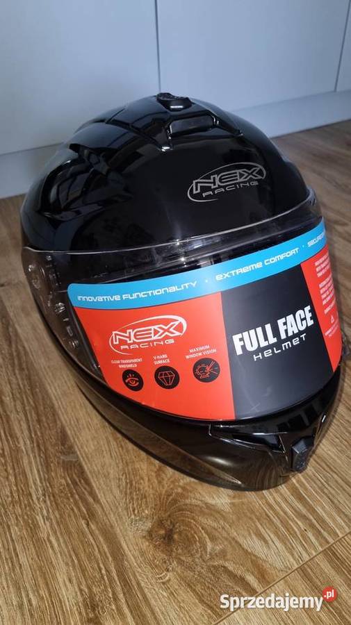 Kask NEX Racing fullface błyszczący czarny Reda sprzedam