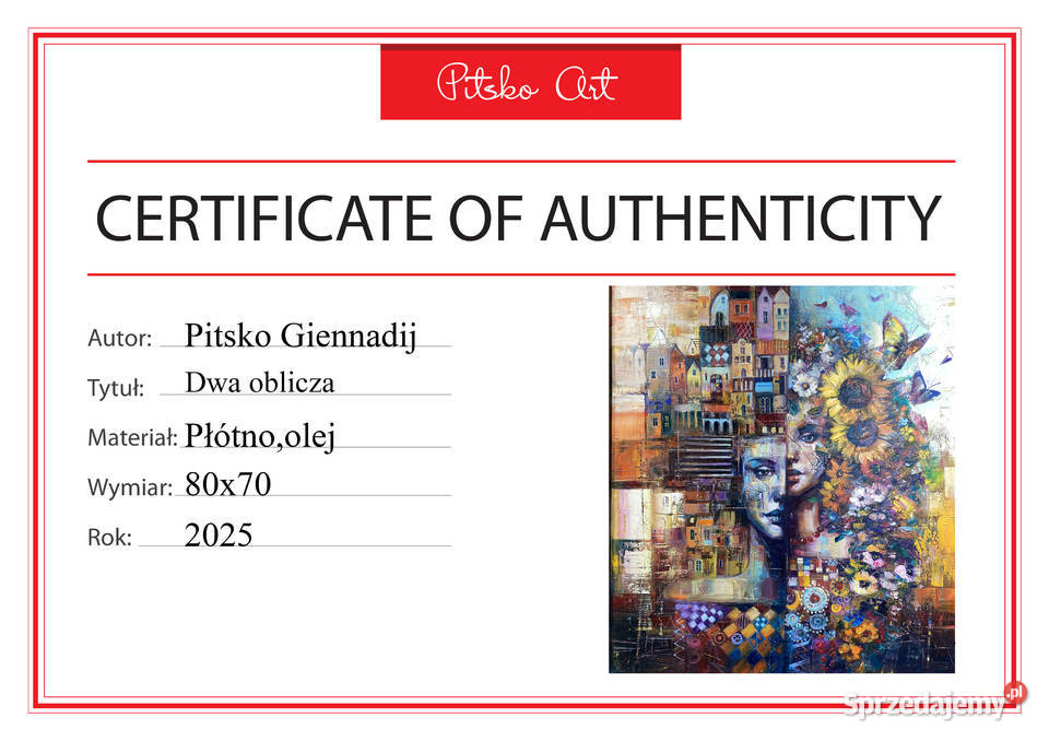 Pitsko Giennadij Dwa oblicza 80x70 obraz olejny Rumia sprzedam