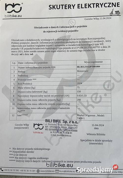 Trójkołowy Skuter elektryczny seniora Bili Bike Sochaczew