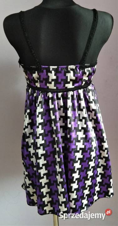 Sukienka Burlesque S fioletowo biało czarna Długość Mini Krosno