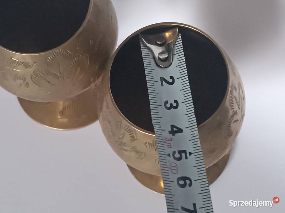 Para mosiężnych pucharków kielichów retro grawer podkarpackie