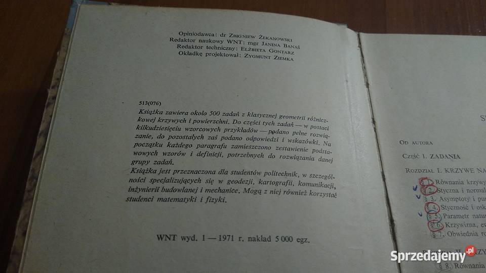 Zbiór zadań z geometrii różniczkowej Otomar matematyka, statystyka Książki naukowe i popularnonaukowe Gdańsk