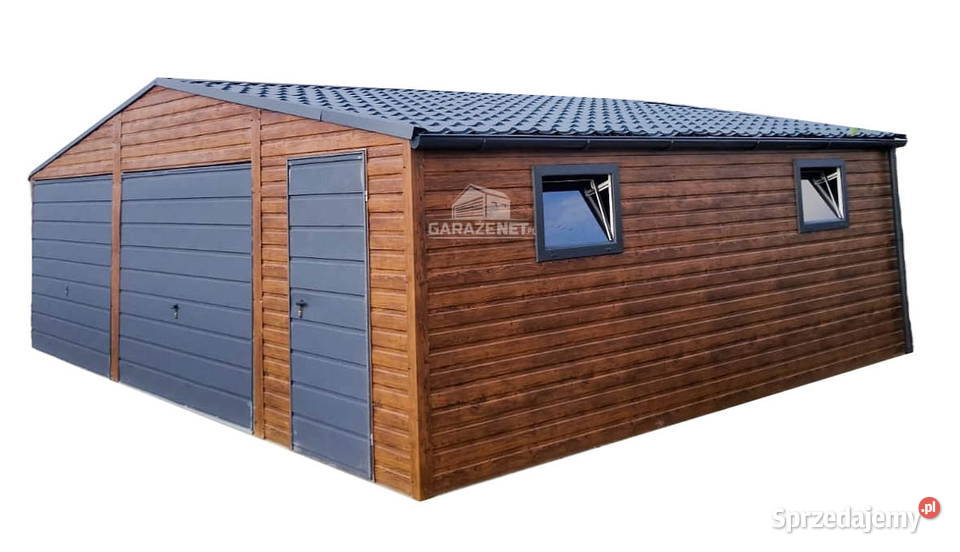GARAŻ BLASZANY 8m x 7m DWUSPAD 2xBRAMA DRZWI