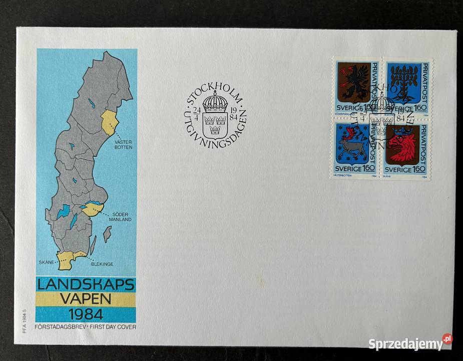 Znaczki Szwecja rocznik FDC 1984 13 kopert Warszawa